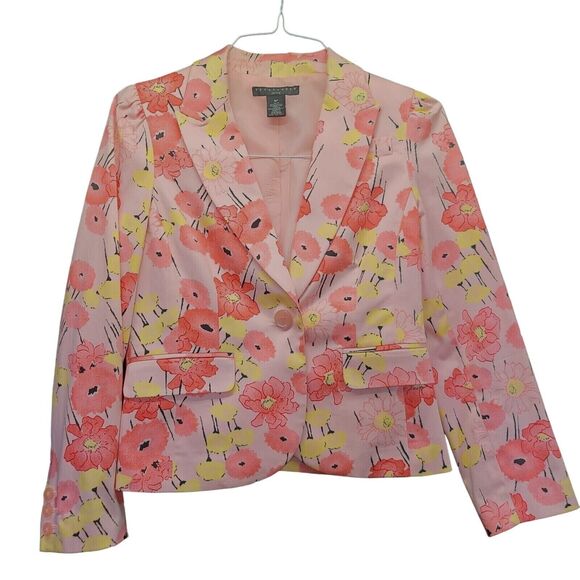 Apostrophe Womens Blazer Multi-Color Size 4P 100% Cotton Imperfect - Picture 1 of 12